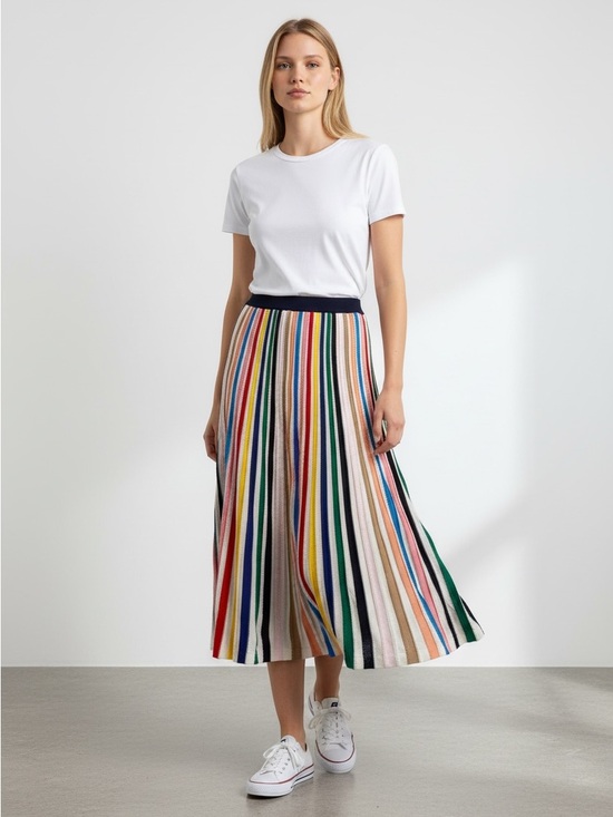 J. Crew Dresses & Skirts - J. Crew Multicolor Vertical Stripe  Midi Skirt